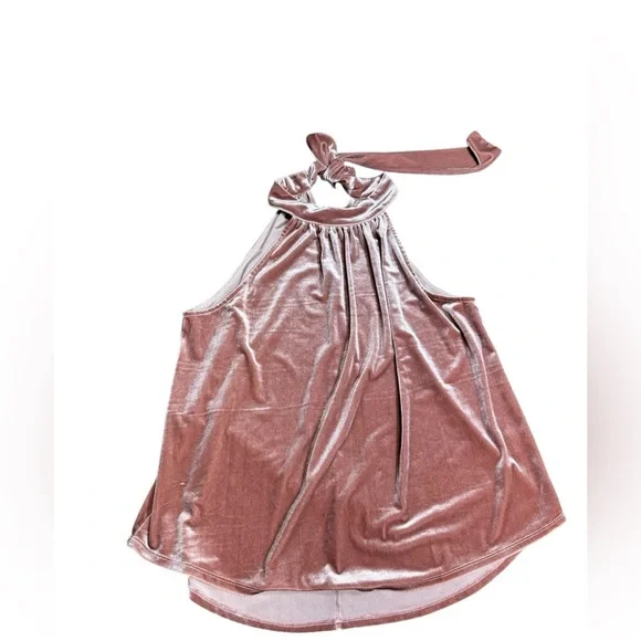 Gipson Women's light pink velvet blouse with bow at the back of the neck, size L - Picture 6 of 13